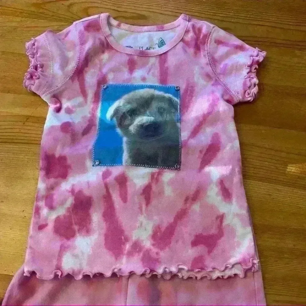 Tie dye set with puppy patch girls 18 months